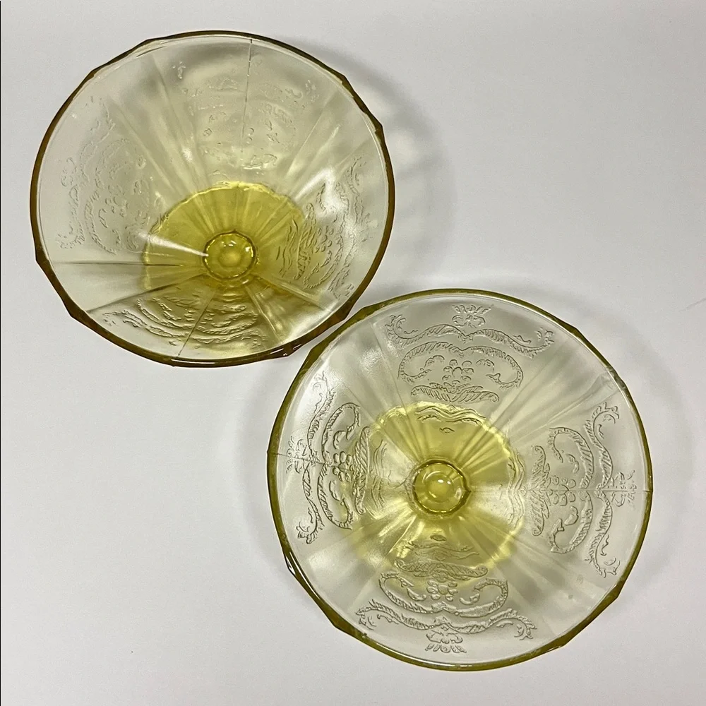 Vintage “Madrid” Amber Depression Glass Sherbet Dishes – Pair